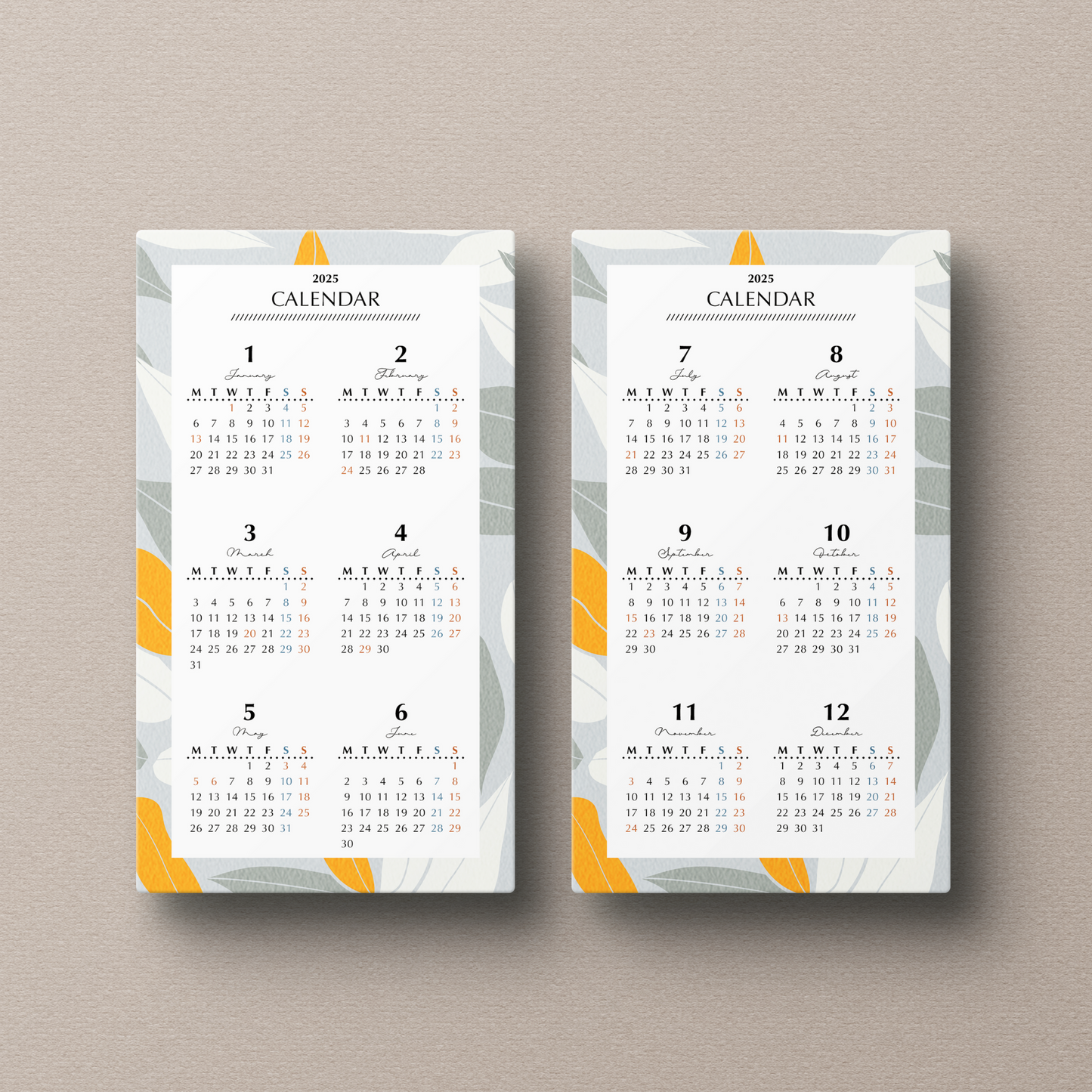 Annual calendar|January to December 2025|PETTERN-4