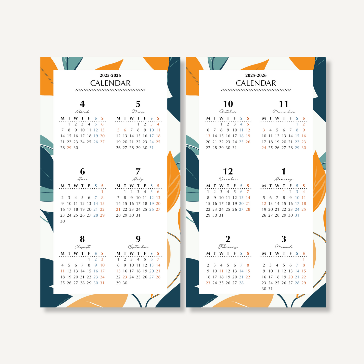 Annual calendar|April 2025 to March 2026|PETTERN-3