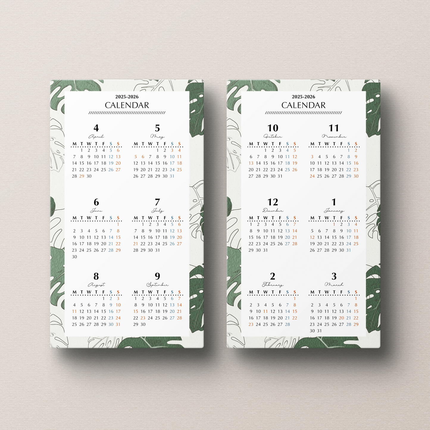 Annual calendar|April 2025 to March 2026|PETTERN-2