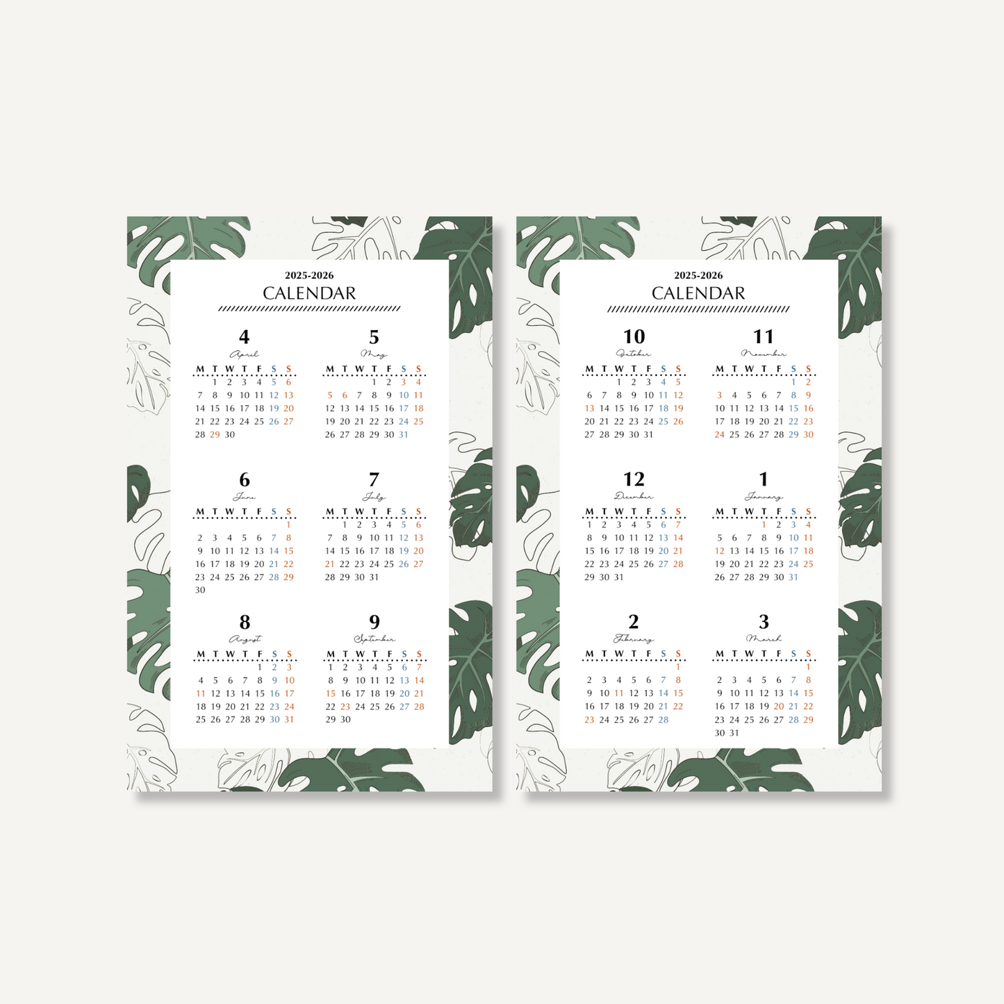 Annual calendar|April 2025 to March 2026|PETTERN-2