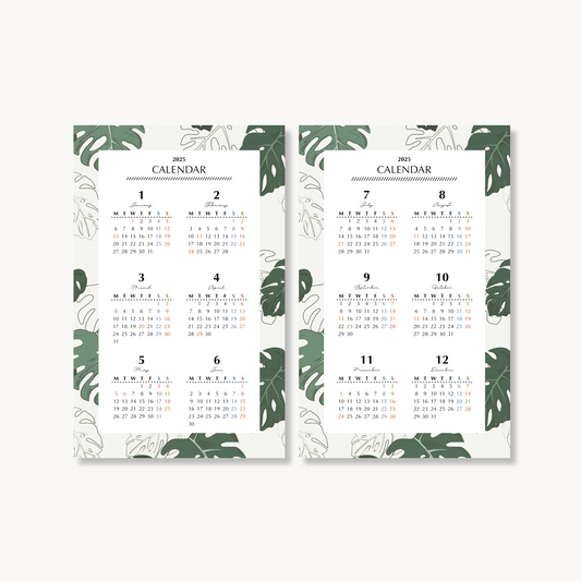 Annual calendar|January to December 2025|PETTERN-2