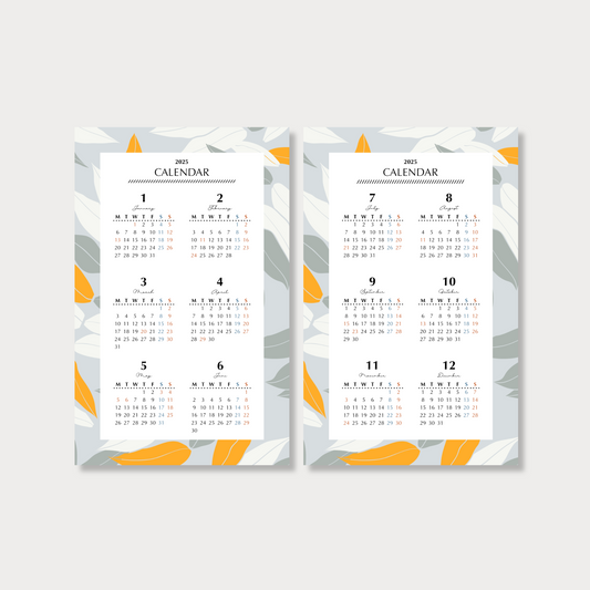 Annual calendar|January to December 2025|PETTERN-4