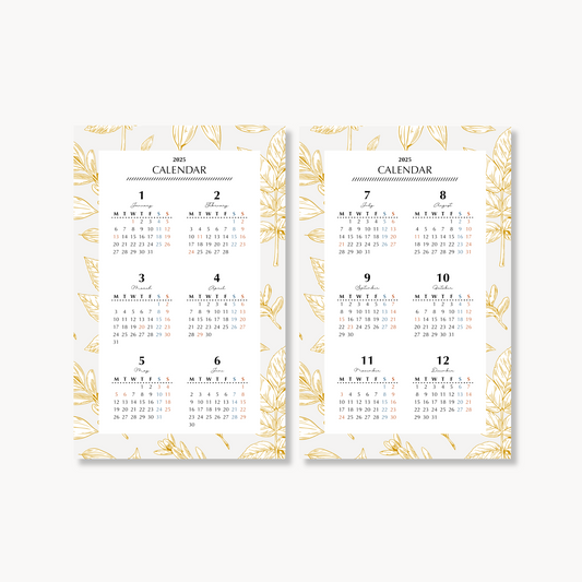 Annual calendar|January to December 2025|PETTERN-1