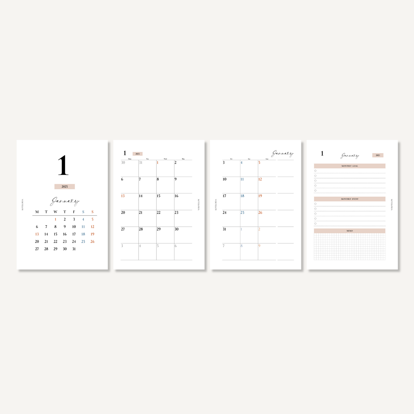 マンスリーリフィル|2025年1月〜12月(モダン)