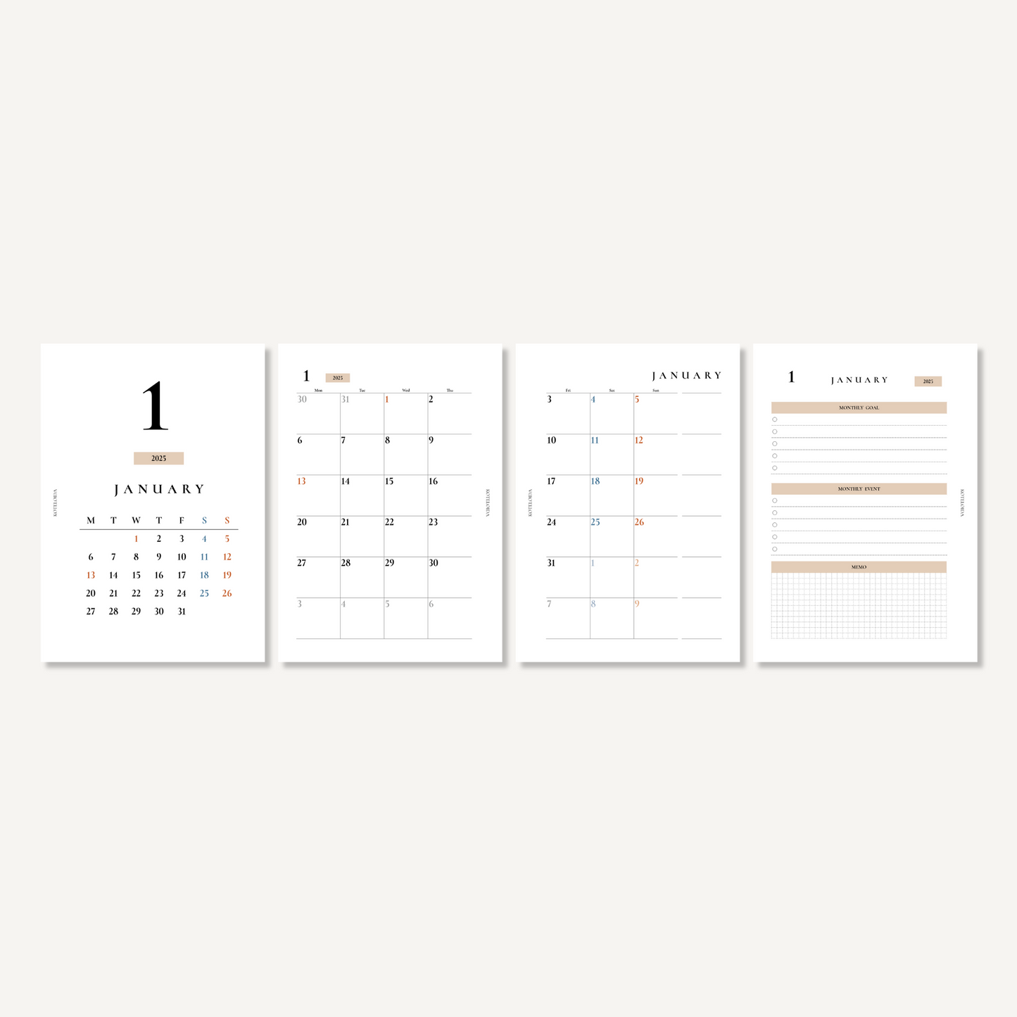 マンスリーリフィル|2025年1月〜12月(エレガント)