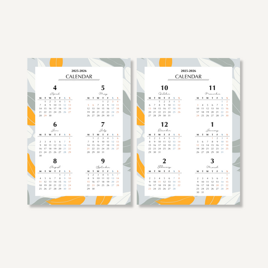 Annual calendar|April 2025 to March 2026|PETTERN-3