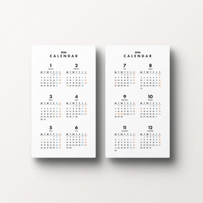 年間カレンダー／スタンダード｜2026年1月〜12月