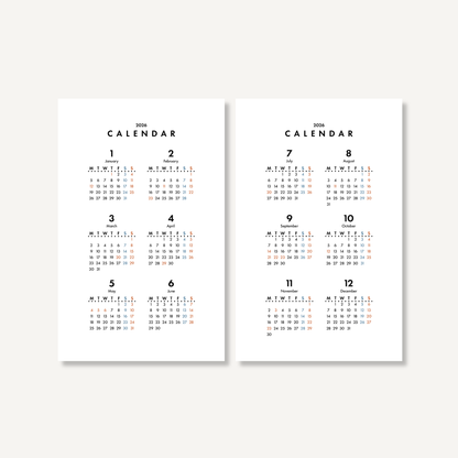 年間カレンダー／スタンダード｜2026年1月〜12月